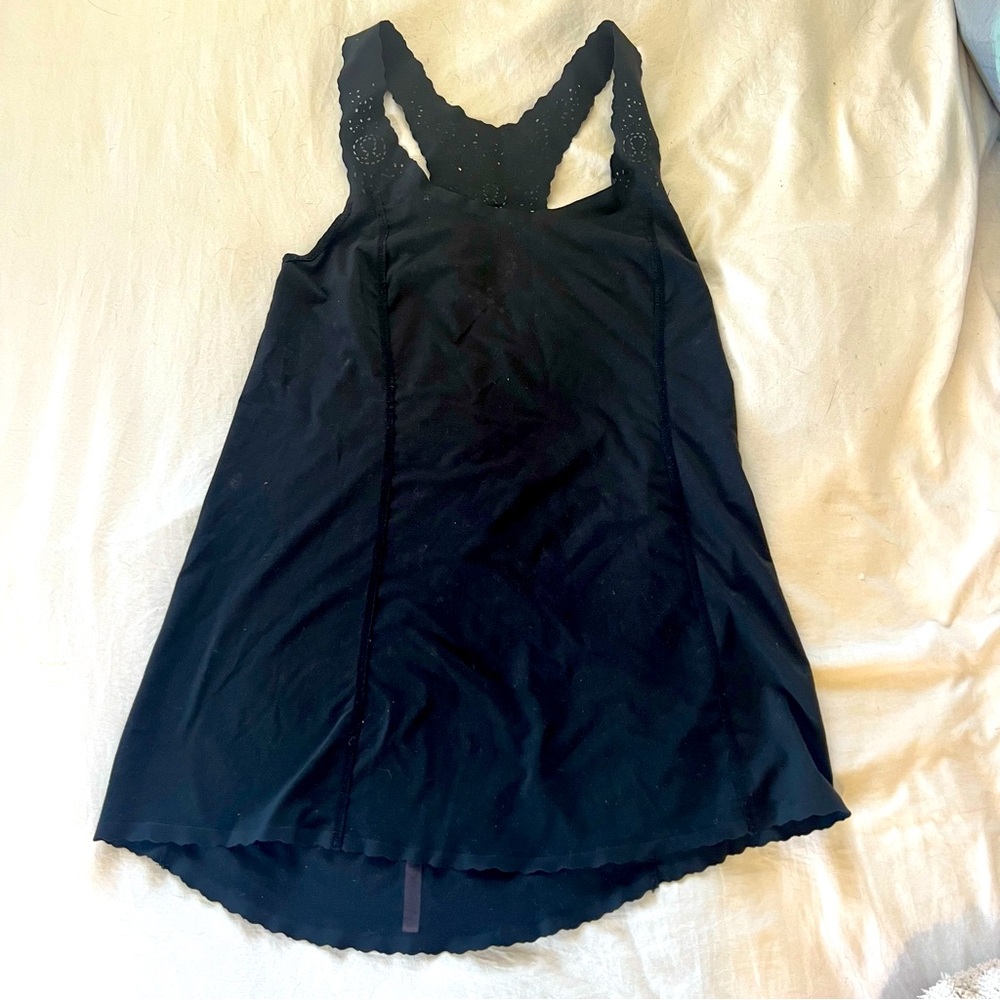 Womens black Lululemon tank top with Lululemon cut outs
